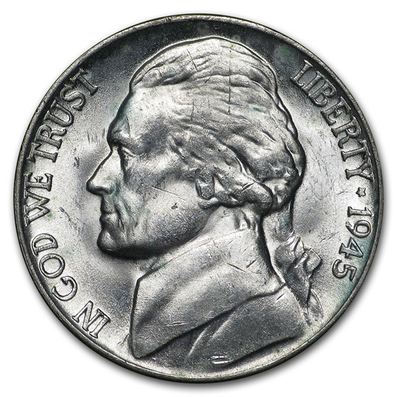 1945-P Silver Wartime Jefferson Nickel BU 1945-P Silver Wartime Jefferson Nickel BU